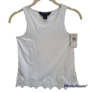 POLO Ralph Lauren Lace Trim Tank Top Sz MEDIUM (8-10)‎